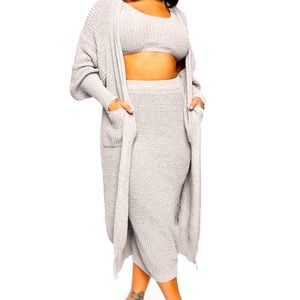 Fashion nova 3 piece sweater skirt set. NWT